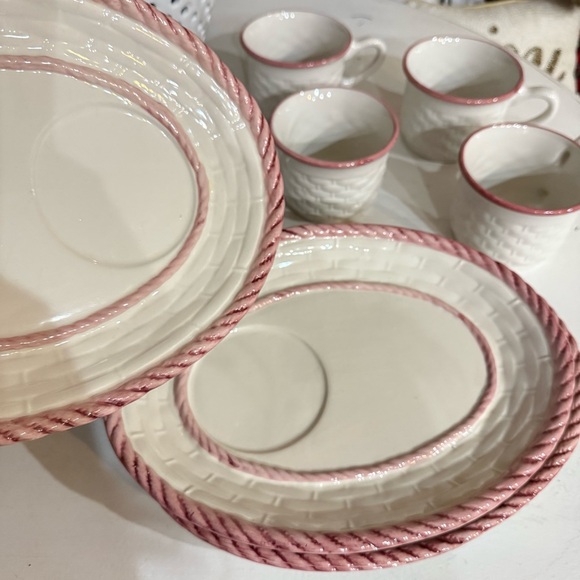 Home: Plate & Cup Basket Weave Porcelain Portugal Sets - Picture 4 of 17